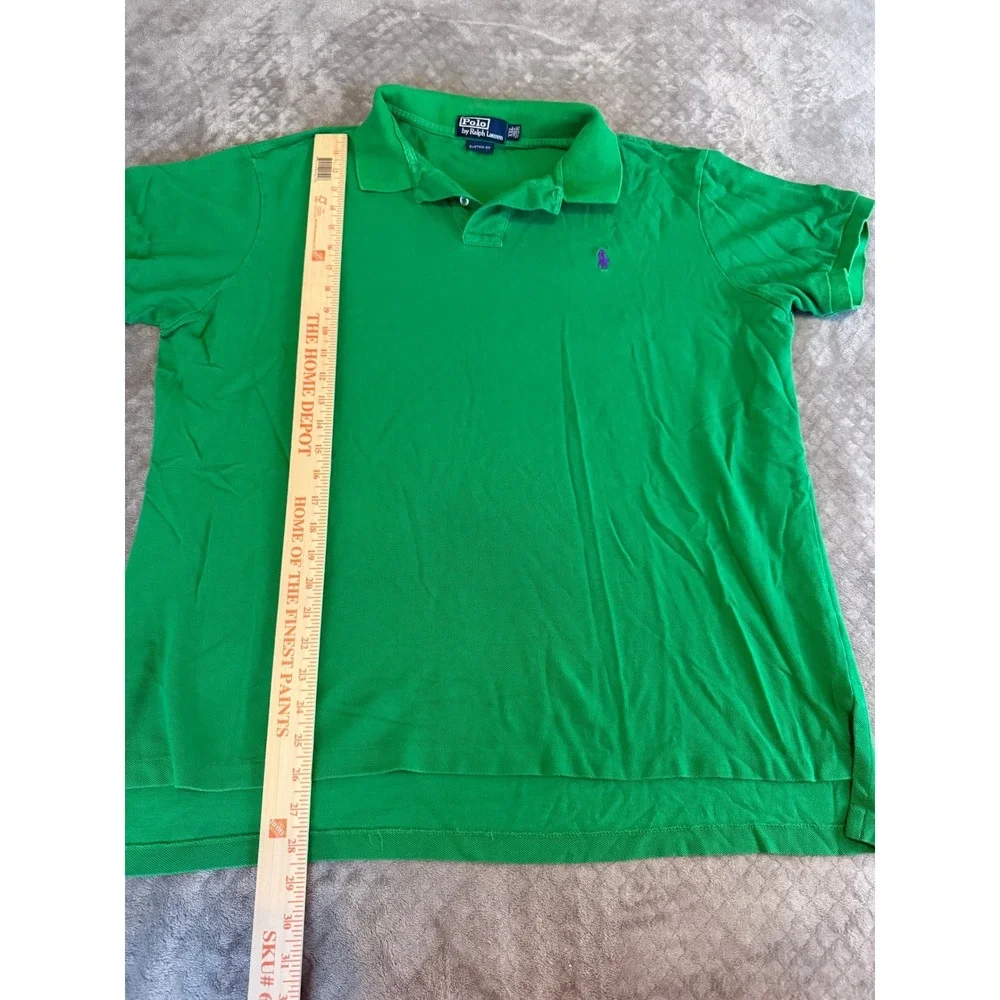 Polo Ralph Lauren Mens XXL Custom Fit‎ Green Purple Pony Pique Polo Shirt